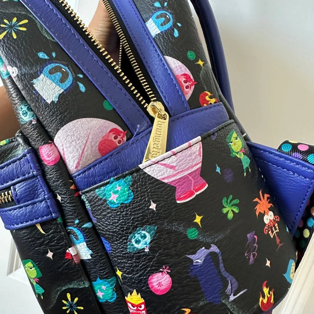 Disney Parks Loungefly Mini Backpack Inside Out 2 Characters Black Blue Purple